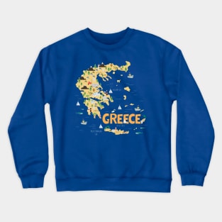 Greece illustrated map Crewneck Sweatshirt